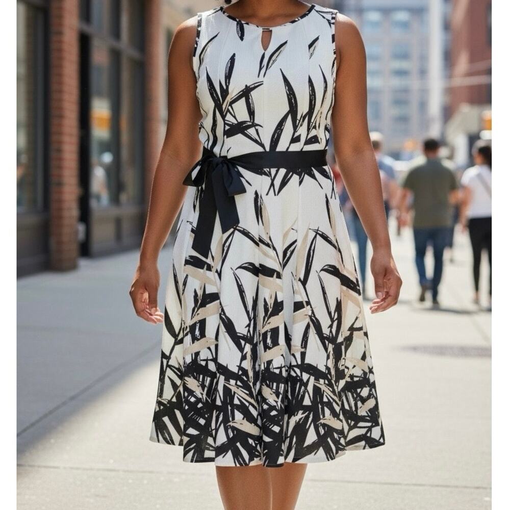 Haani fit and flare A line dress belted sleeveless floral midi maxi plus size 2X - Picture 11 of 11